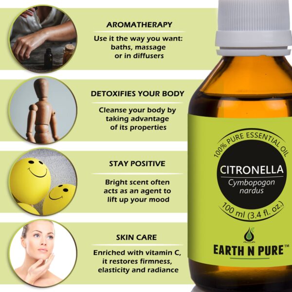 Plant Therapy Citronella Essential Oil 30 ml (1 oz) 100% Pure Undiluted Therapeutic Grade